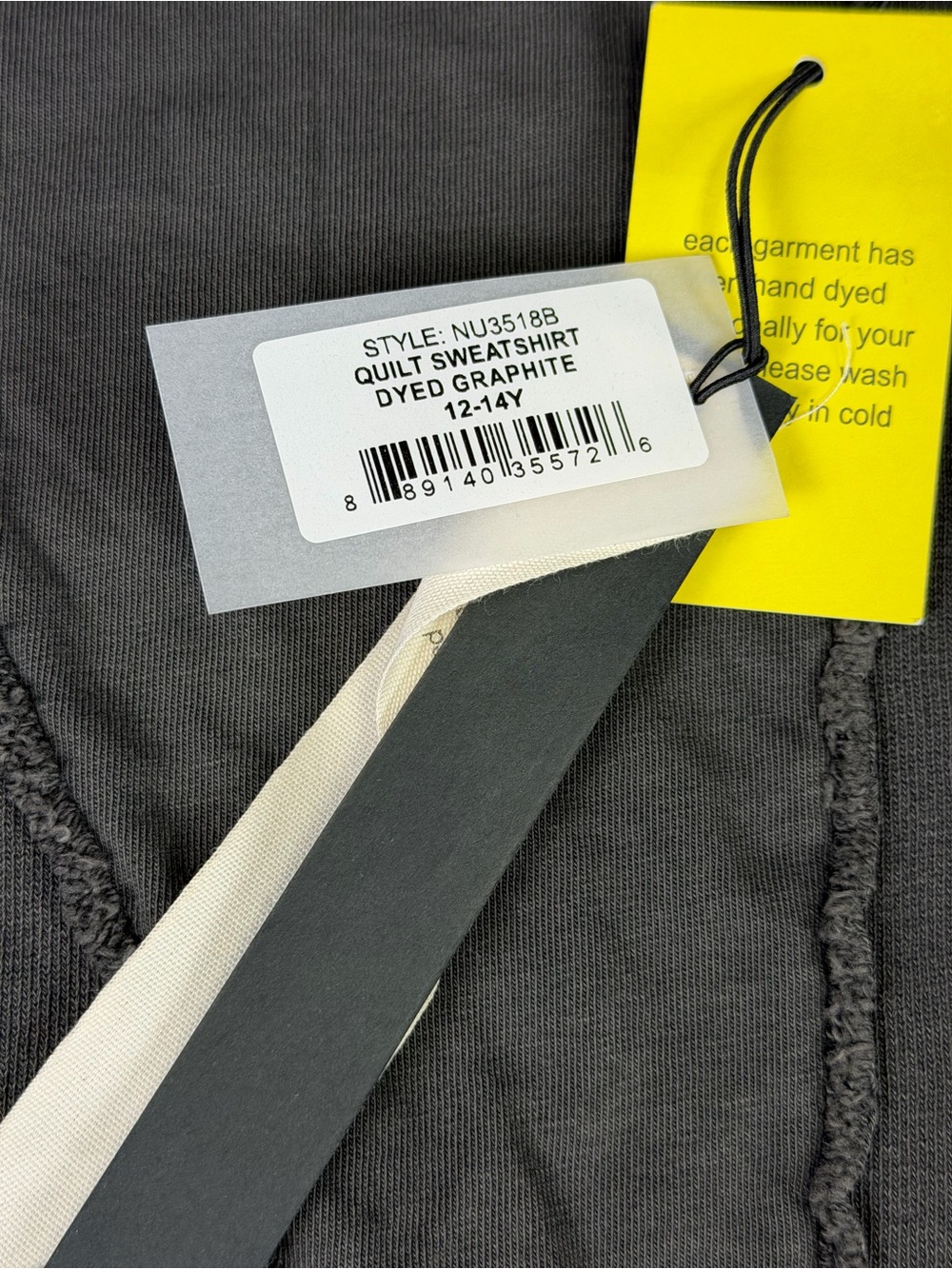 nununu Stone Washed Charcoal Distressed Crewneck Sweatshirt Tee  - 12-14 / NWT - Picture 14 of 16